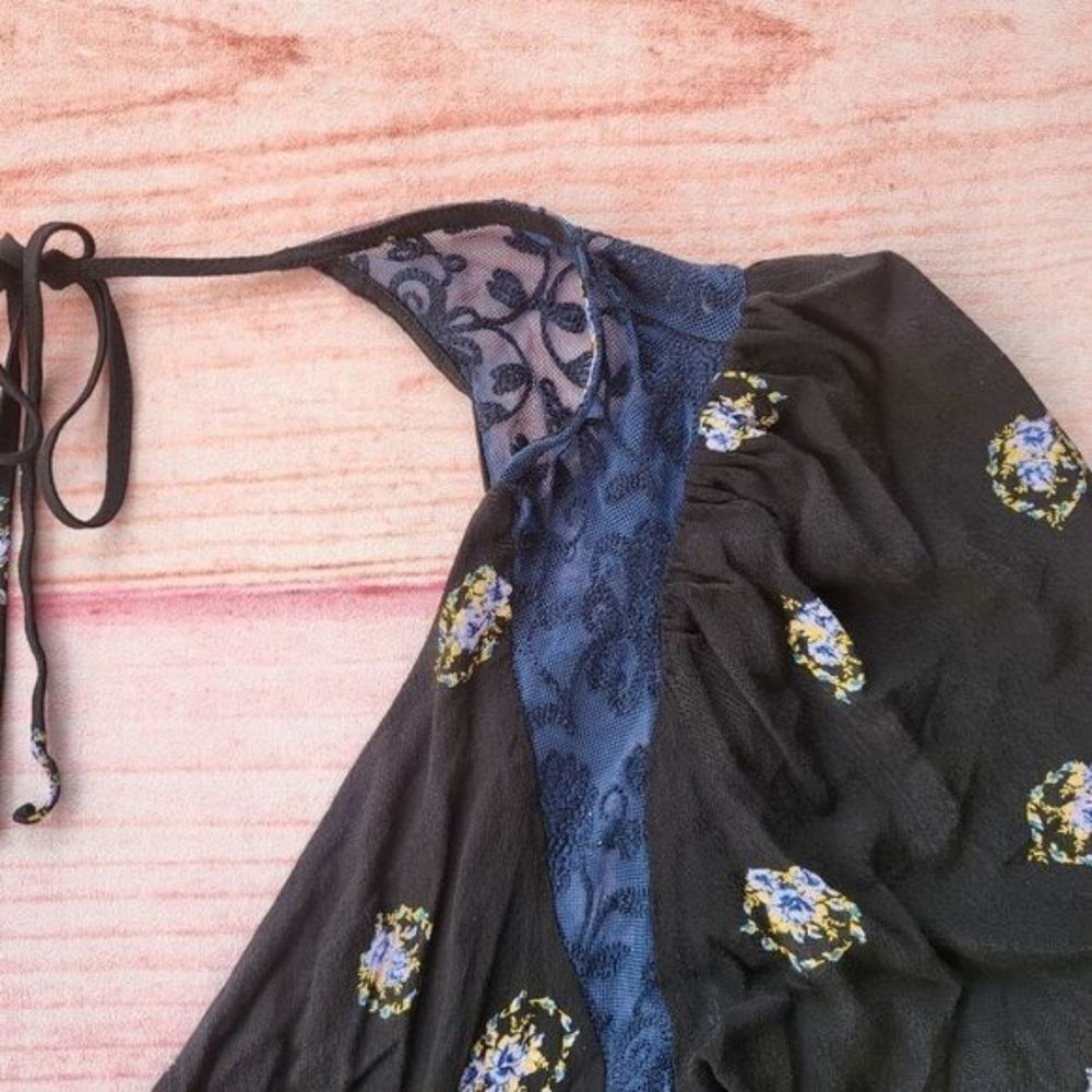 Free People Black Clove Mockingbird Keyhole Back A-line Mini Dress‎ Size 4 - Picture 9 of 11